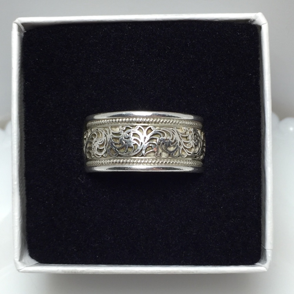 Sterling Relief Wide Band Ring ~ Size 7 3/4